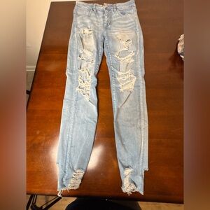 American Eagle Outfitters Ripped Light Blue Jeggings